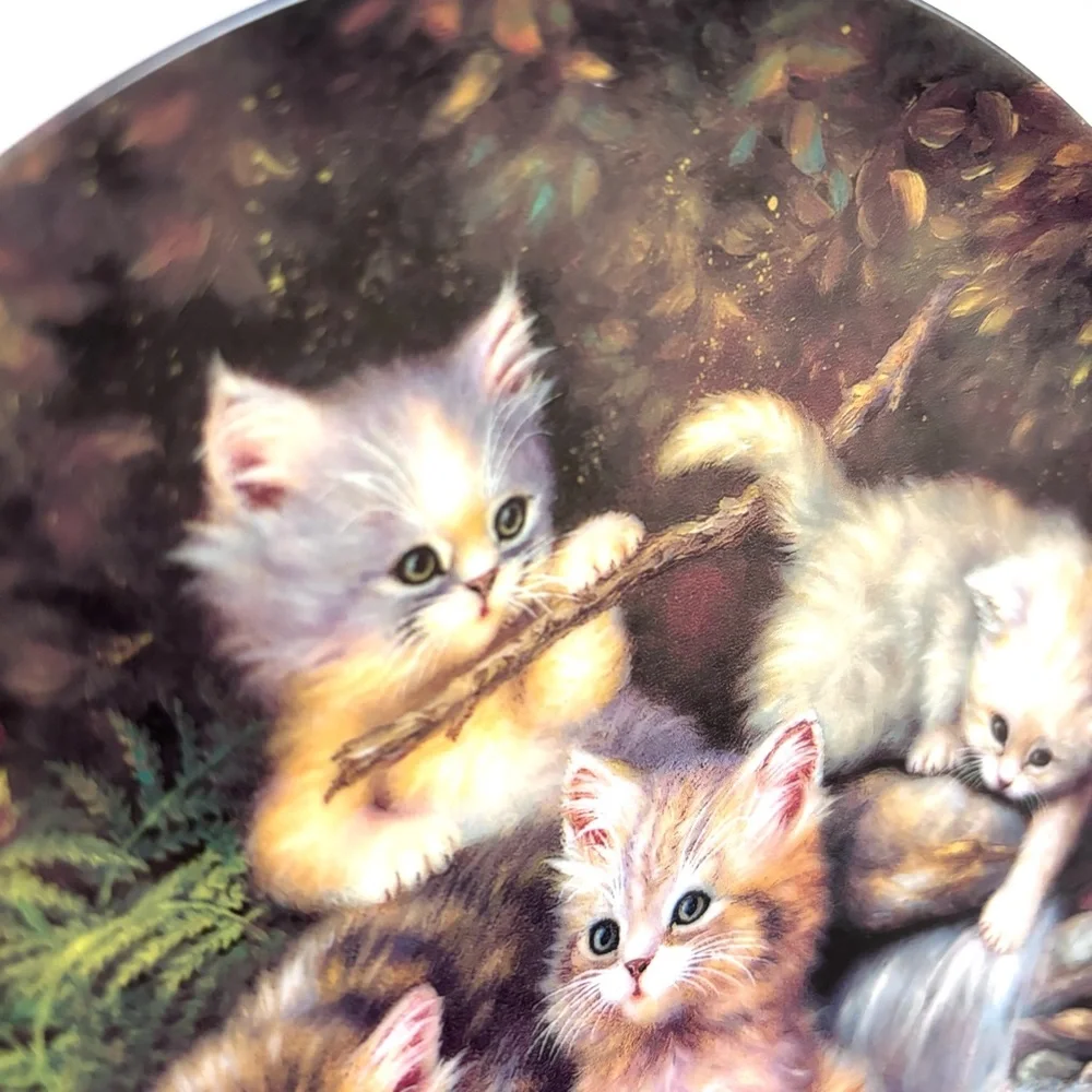 Vintage Bradford Exchange Decorative 1990 Lily Pond “Kitten Expedition” Plate‎